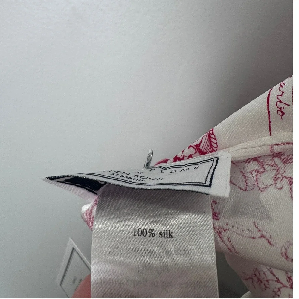 NWT Petite Plume x Eden Rock Women Red Reverie Silk Scarf Toile Print OS